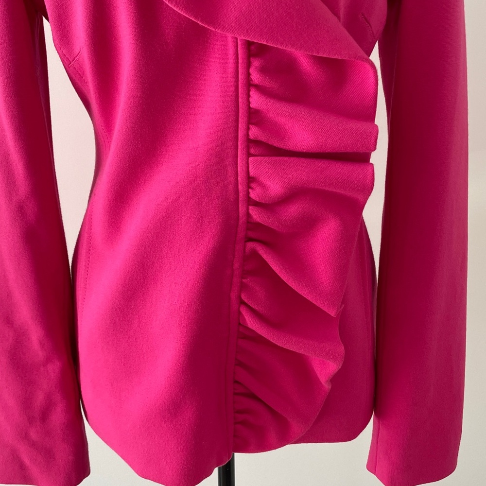 INC Hot Pink Jacket Blazer Ruffle Detail Size XS - Picture 3 of 6